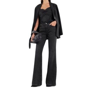 NWT AEO Denim HI-RISE ARTIST FLARE Raw Hem Super Stretch Power Fit Size 14 REG.